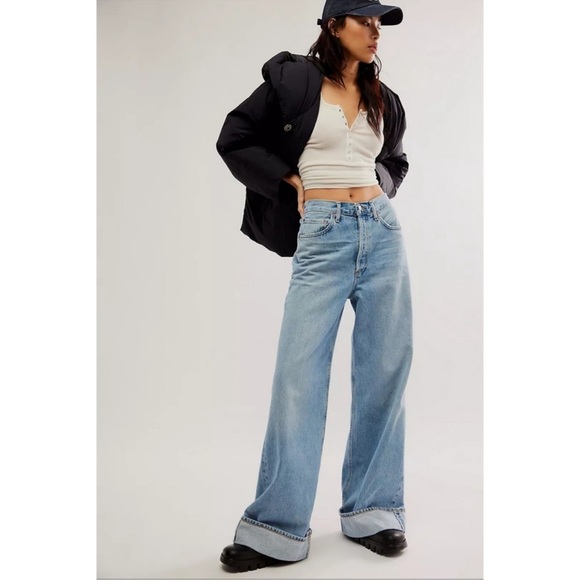 Agolde Dame wide leg cuffed buttonfly jeans - Picture 1 of 15